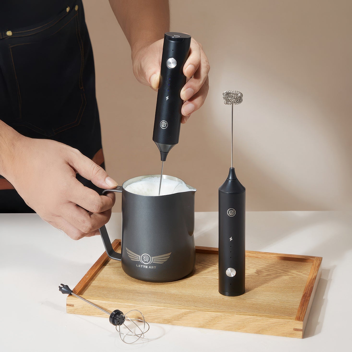 Rechargeable Milk Frother with Stepless Speed Control