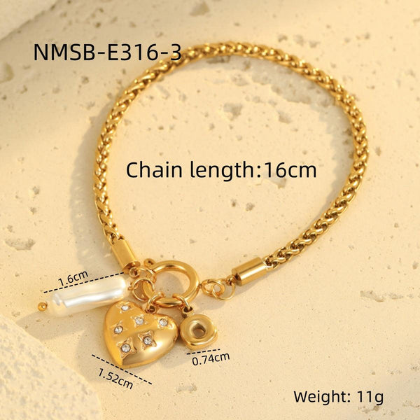 Necklace Bracelet Diamond Embedded Love Embellished Necklace Light Luxury Minority Advanced Stainless Steel Bracelet Women