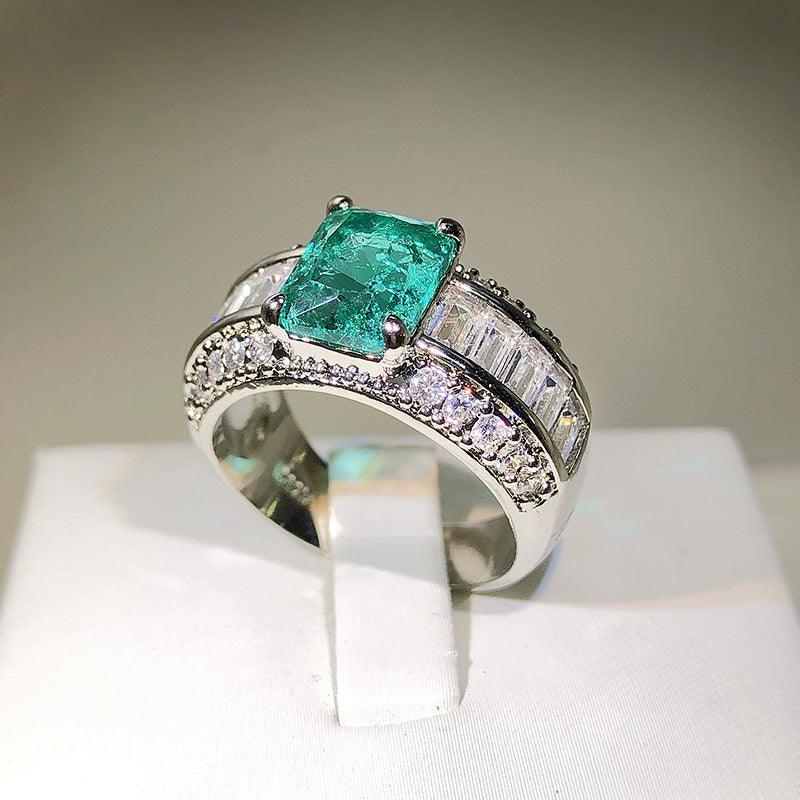 Inlaid Artificial Cultivation Artificial Diamond Ring