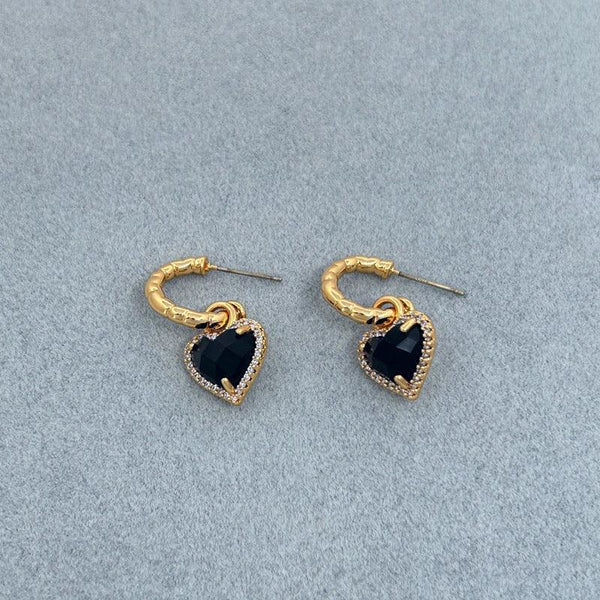 Summer Sweet Loving Heart Micro Inlaid Zircon All Match Earrings Chain Clavicle Chain Women