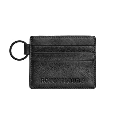 Black Vegan Leather Card Holder – Multi-Slot Slim Wallet for Bank & Transit Cards | by ROUGHCLOUD