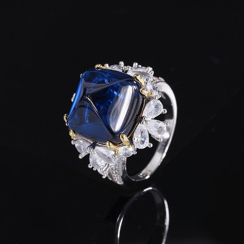 925 Sterling Silver Wedding Engagement Jewellery Set Created Blue Sapphire Pendant Ring Earrings
