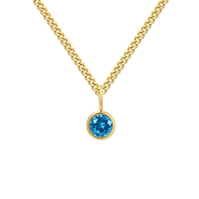Stainless Steel Necklace With Diamond Birthstone Pendant