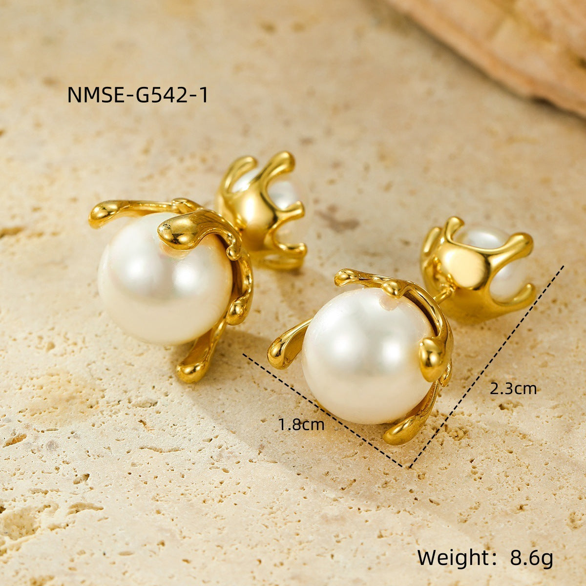 French All Matching Retro Titanium Steel One for Dual Wear Pearl Stud Earrings Personality Trend Light Luxury Earrings Women