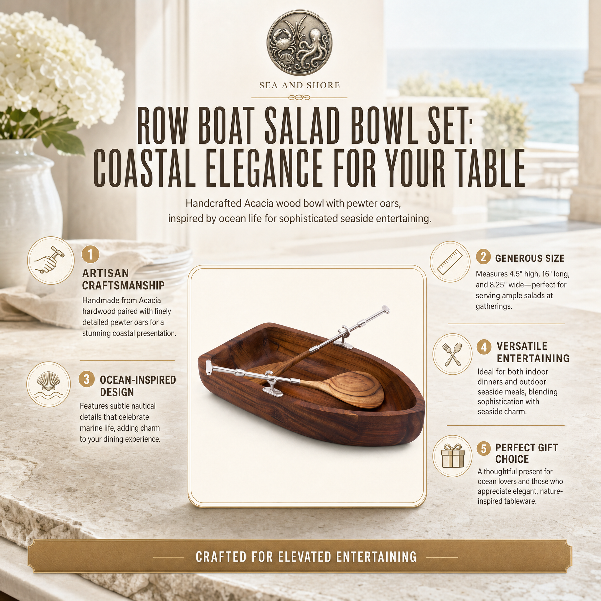 Row Boat Salad Bowl Set