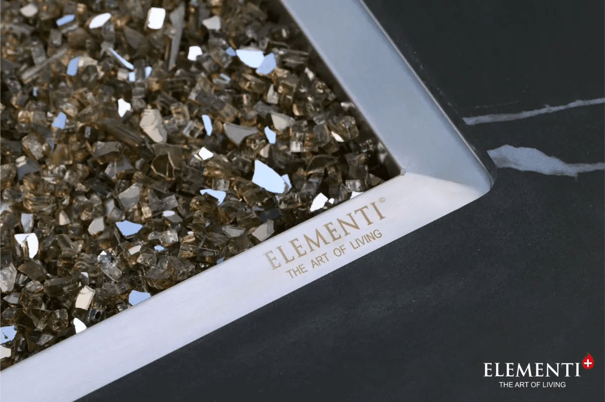Black Varna Marble Porcelain Fire Table — Elementi Plus