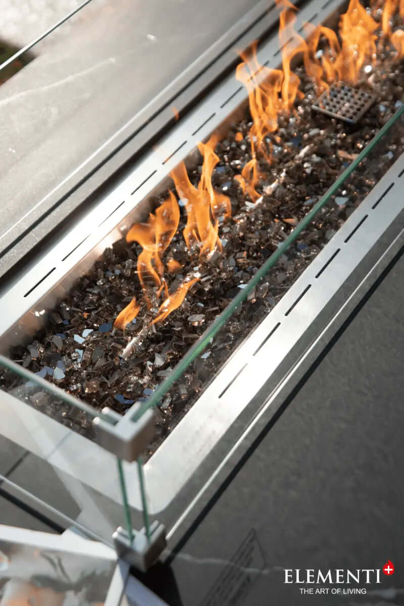 Black Varna Marble Porcelain Fire Table — Elementi Plus