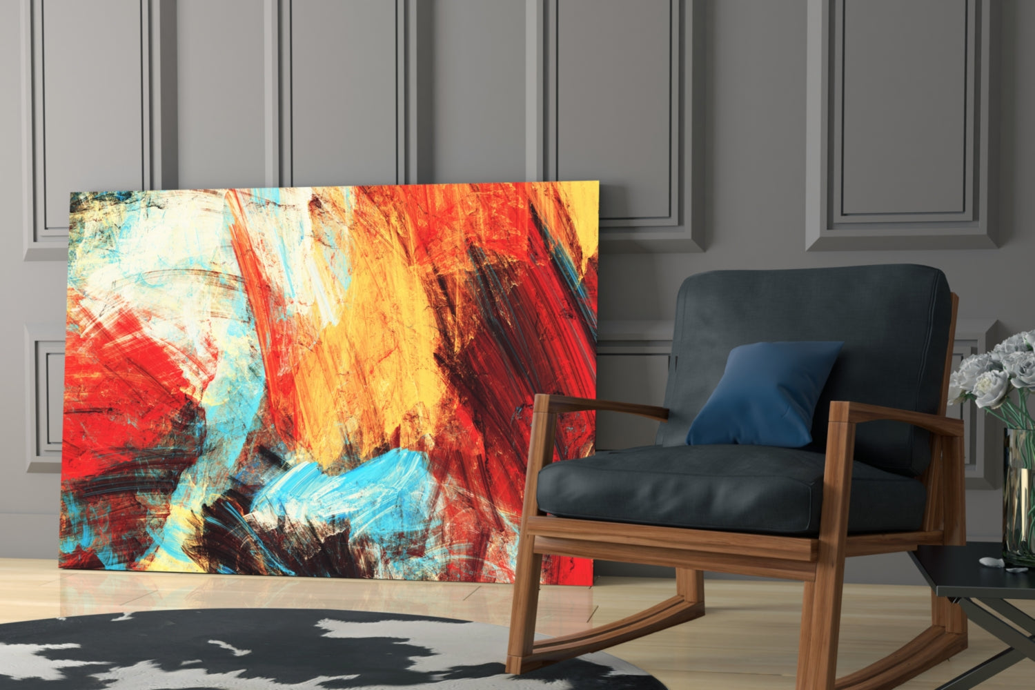 Abstract 3 Glass Wall Arts