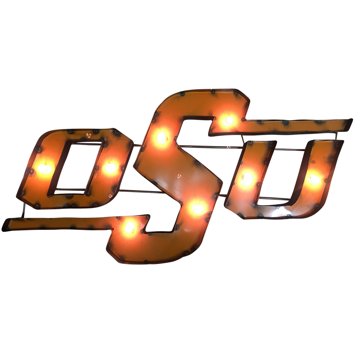 Oklahoma State Lighted Recycled Metal Wall Decor