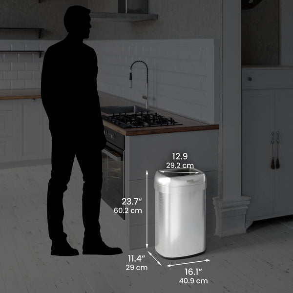 13 Gallon Oval Open Top Composite Kitchen Trash Can with Dual AbsorbX