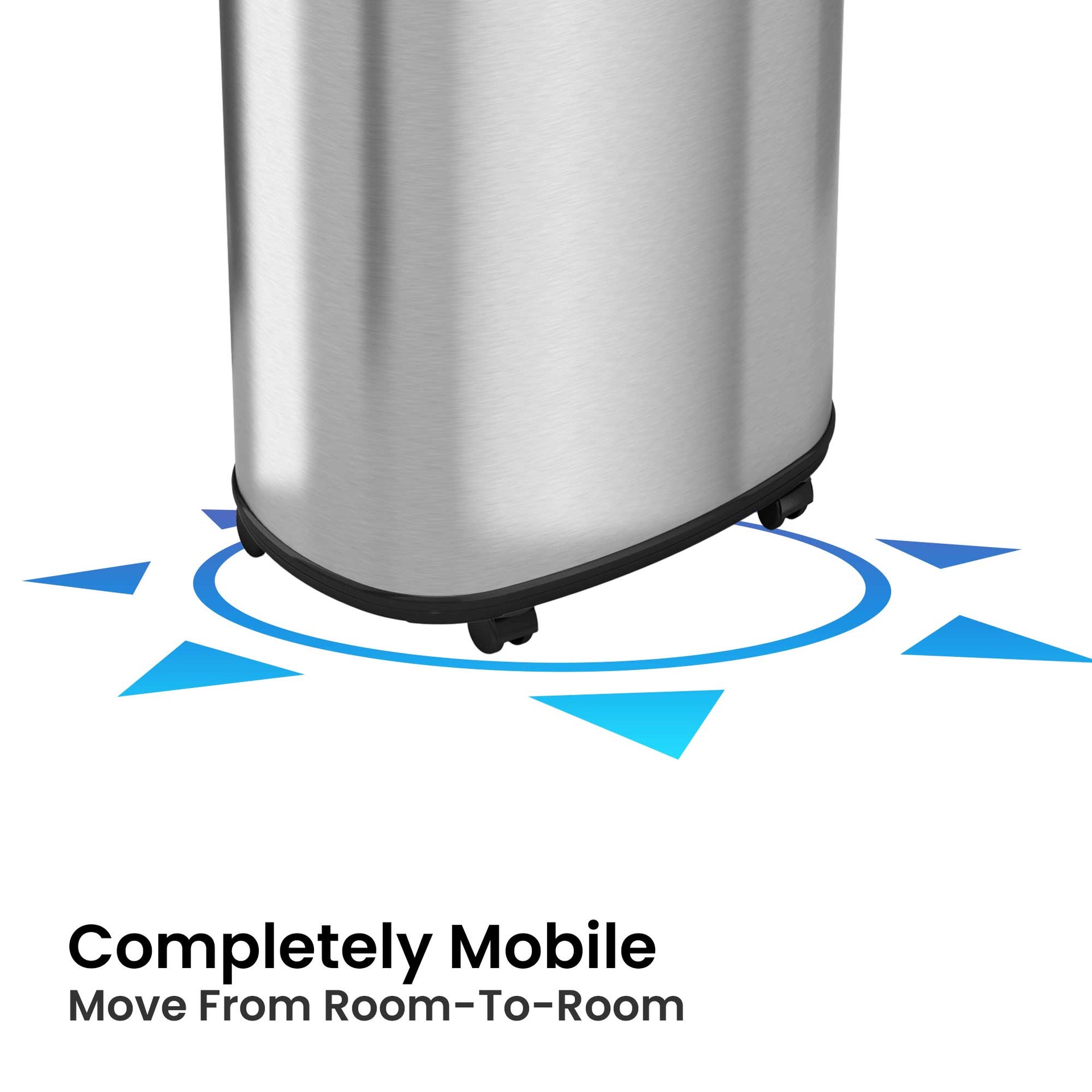 13 Gallon Elliptical Open Top Trash Can with Wheels