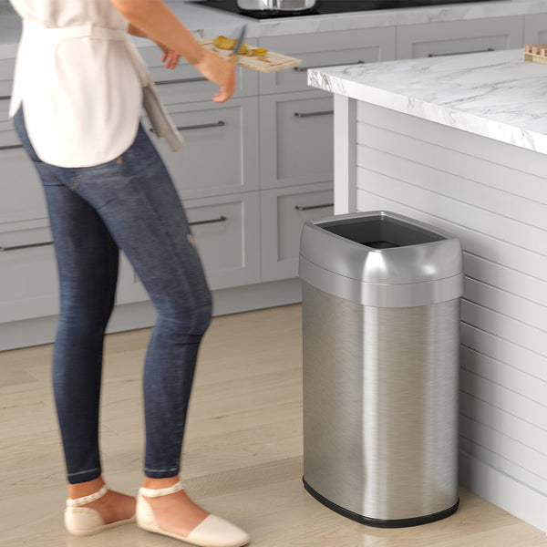 13 Gallon Oval Open Top Composite Kitchen Trash Can with Dual AbsorbX
