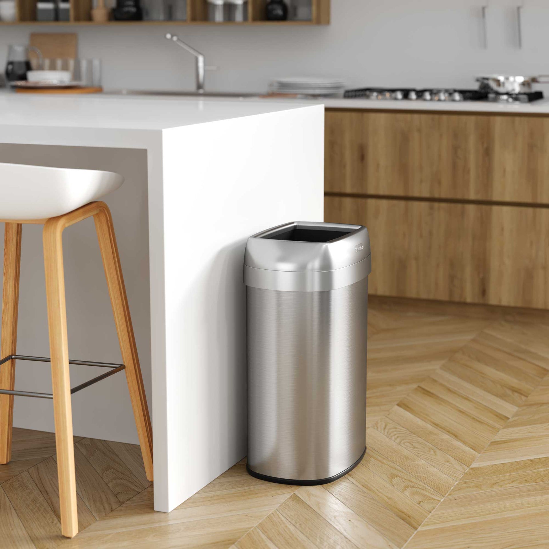 13 Gallon Oval Open Top Composite Kitchen Trash Can with Dual AbsorbX