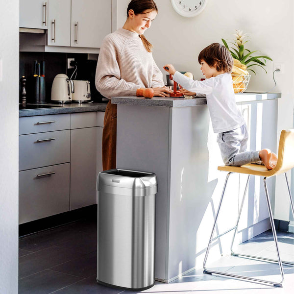 16 Gallon / 60 Liter Elliptical Open Top Trash Can with Wheels