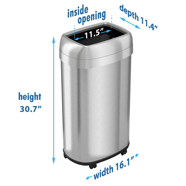 16 Gallon / 60 Liter Elliptical Open Top Trash Can with Wheels
