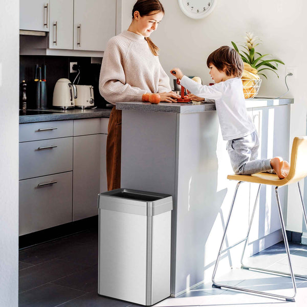 16 Gallon / 61 Liter Composite Rectangular Open Top Kitchen Trash Can with Dual AbsorbX