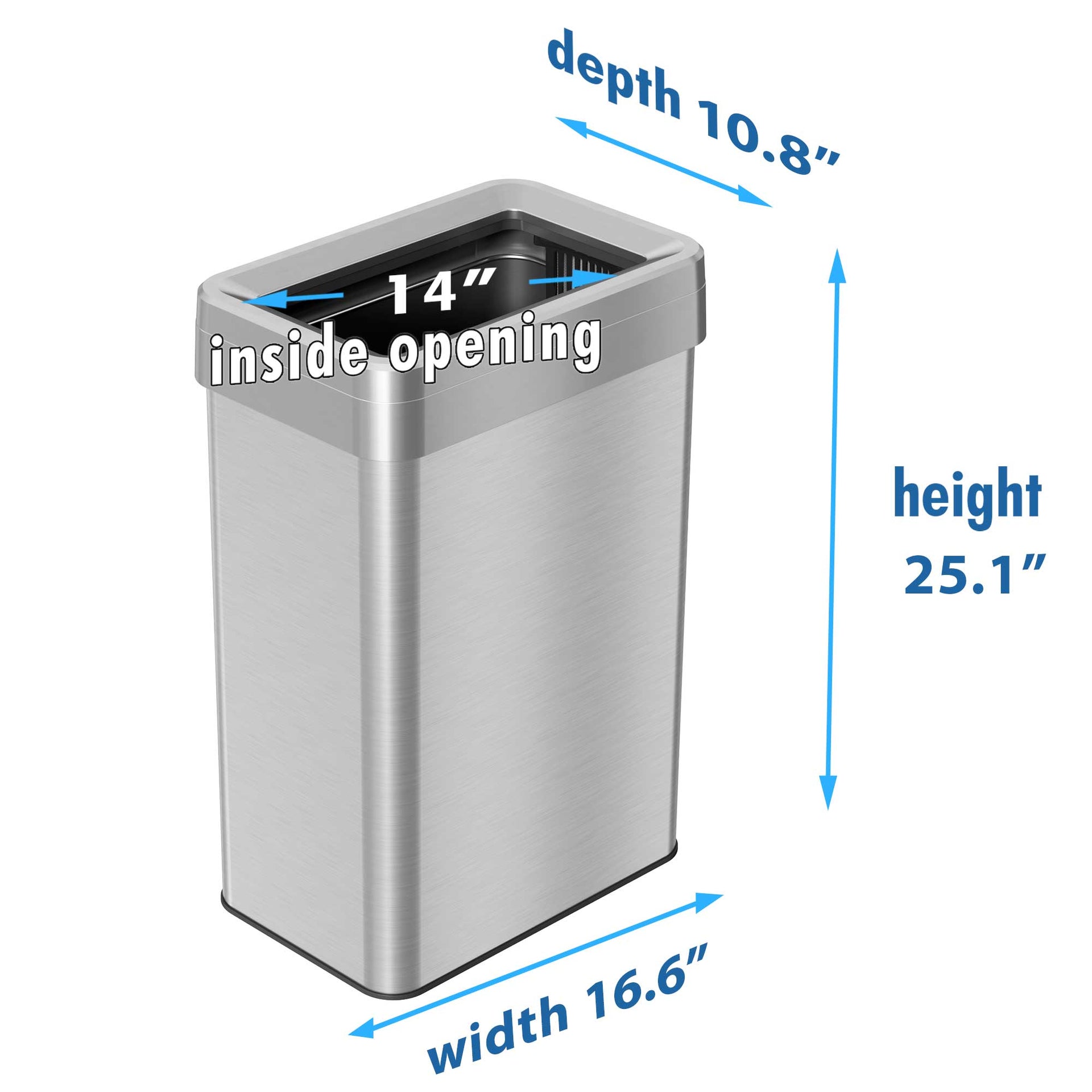 16 Gallon / 60 Liter Rectangular Open Top Trash Can