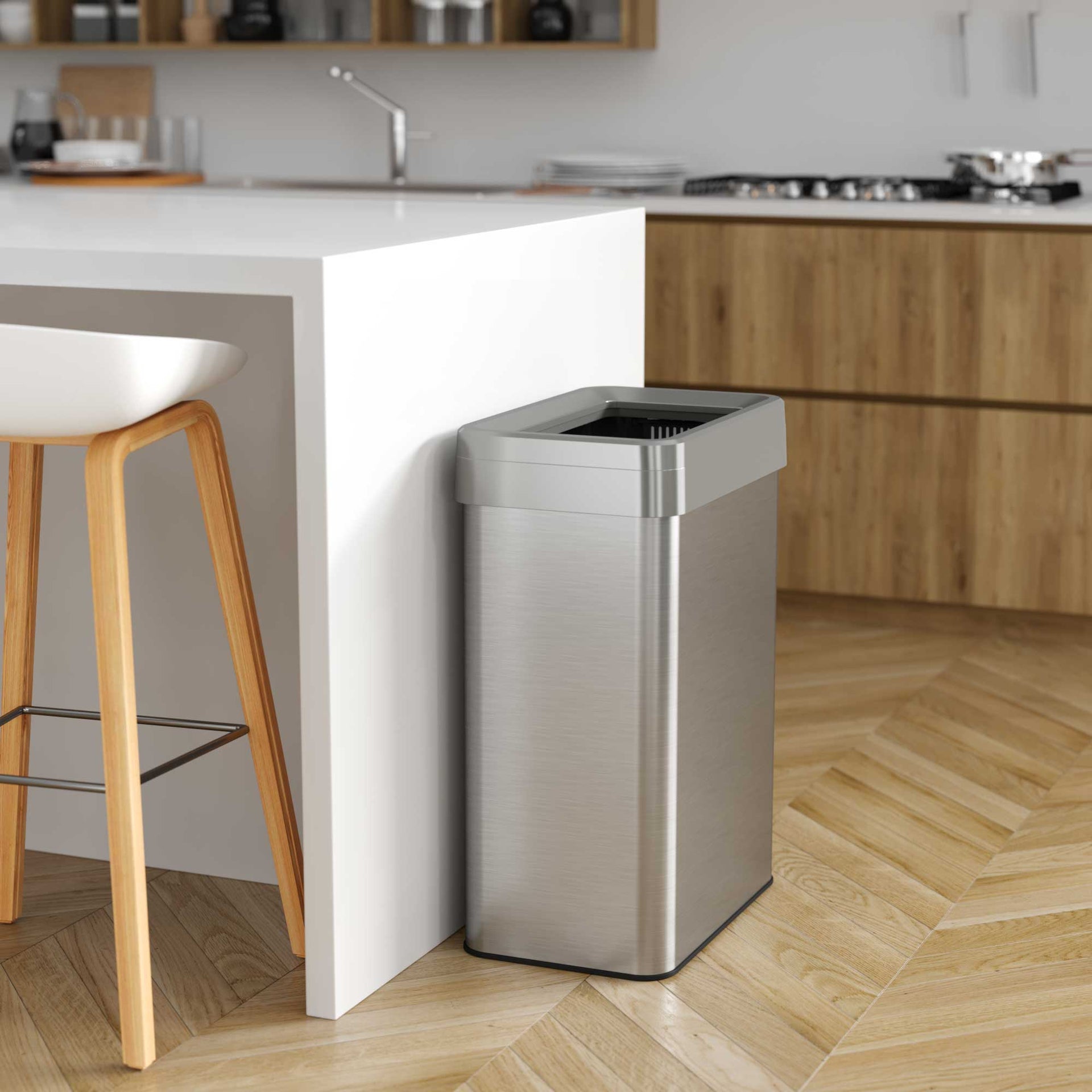 18 Gallon / 68 Liter Rectangular Open Top Trash Can with Wheels