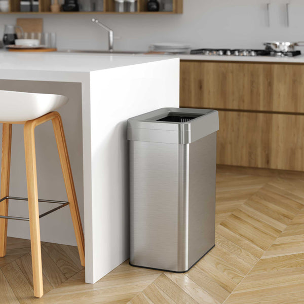 18 Gallon / 68 Liter Composite Rectangular Open Top Kitchen Trash Can with Dual AbsorbX