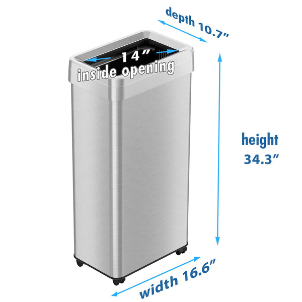 21 Gallon / 80 Liter Rectangular Open Top Trash Can with Wheels