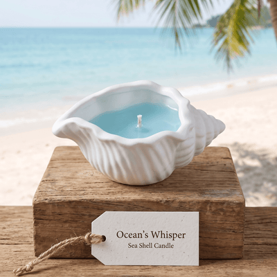 Ocean's Whisper Sea Shell Candle | Jesmonite Vessel
