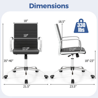 Office Chair Height Adjustable Conference Room Chair with Rocking Backrest Armrests-Black