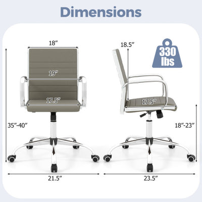 Office Chair Height Adjustable Conference Room Chair with Rocking Backrest Armrests-Grey