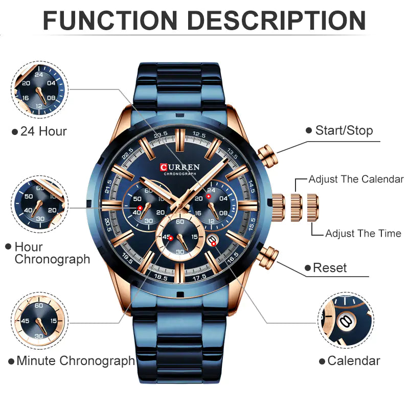 CURREN Precision Chrono Watch - Men's Luxury