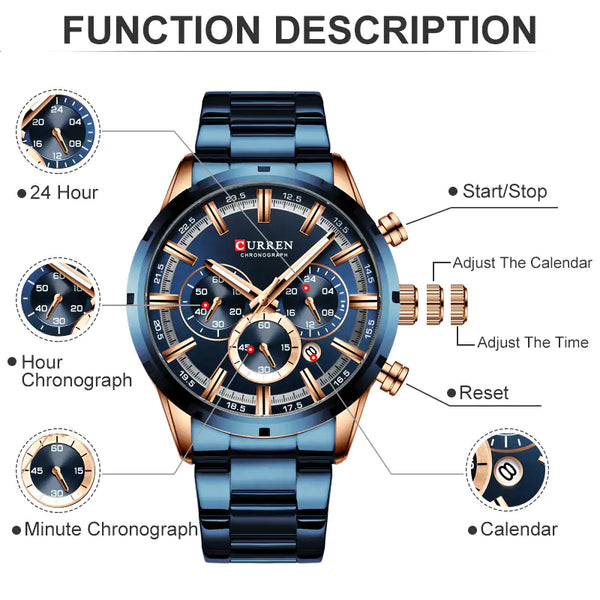 CURREN Precision Chrono Watch - Men's Luxury