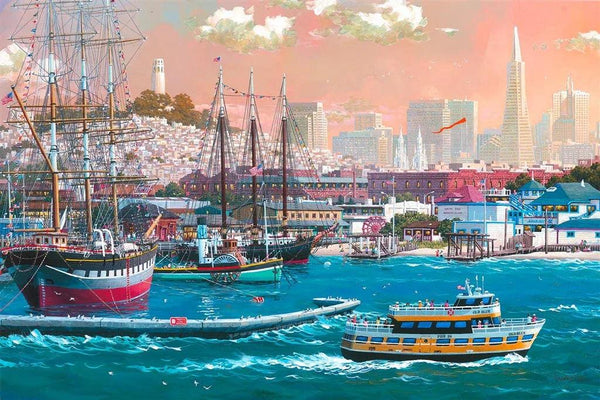 Old Blue and San Francisco Maritime Park (UNFRAMED) by Alexander Chen - Giclee | Seriolithograph - Artman - Gifts for You 'n Me