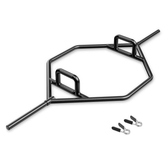 Standard Hex Trap Bar with 2 Spring Collars and Foldable Handle-Black
