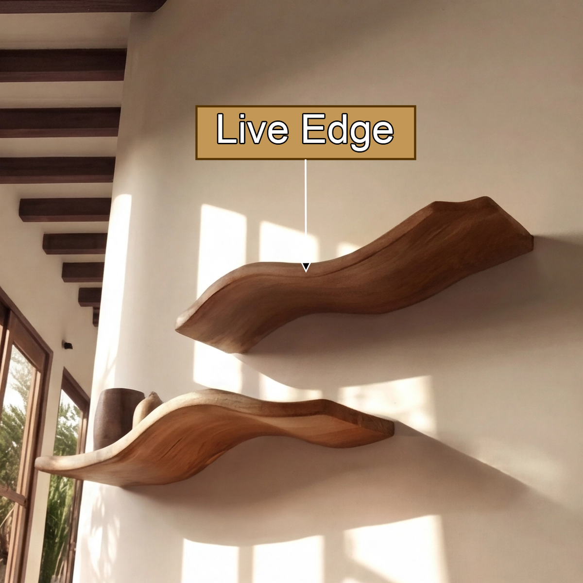 Ondula Solid Wood Floating Shelves