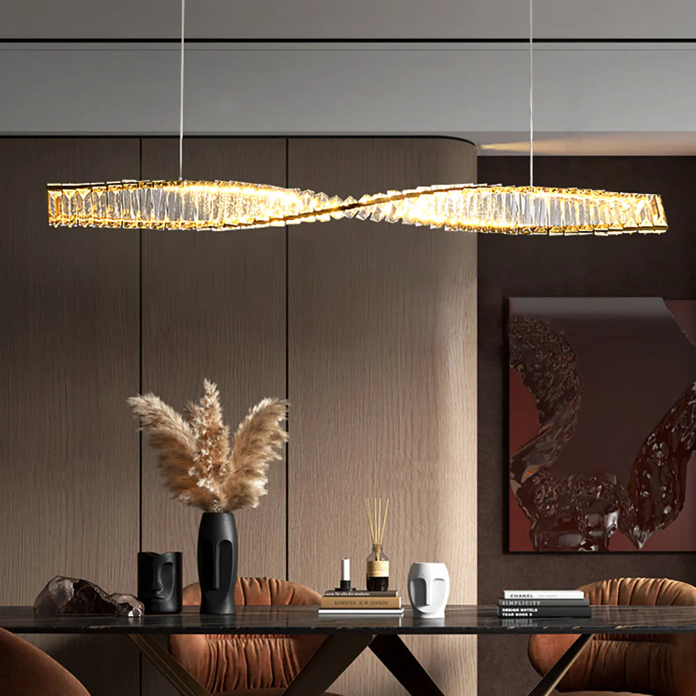 Linear Luxury Spiral Crystal Chandelier
