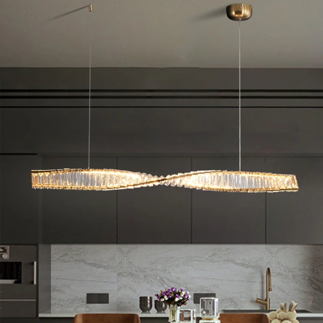 Linear Luxury Spiral Crystal Chandelier