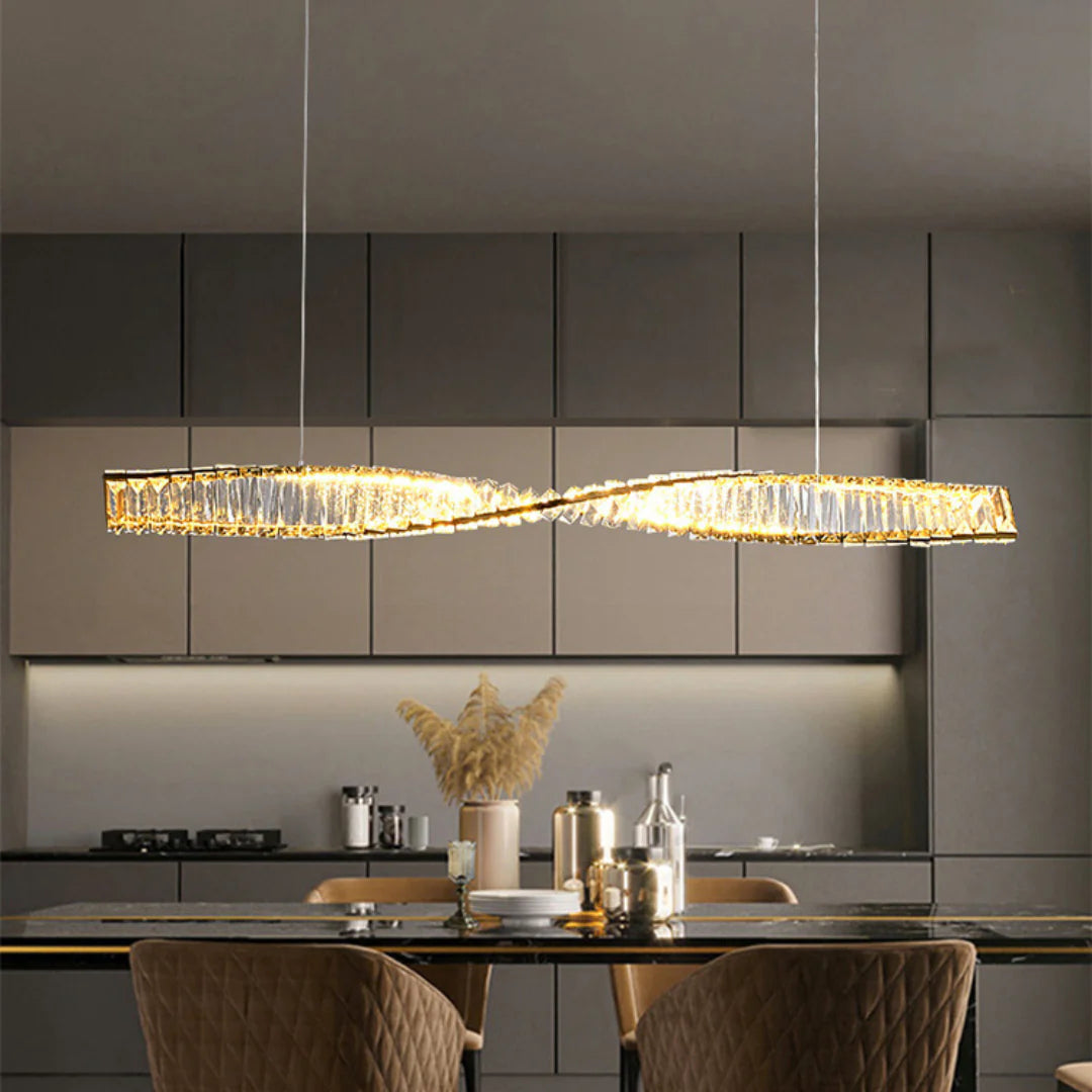 Linear Luxury Spiral Crystal Chandelier