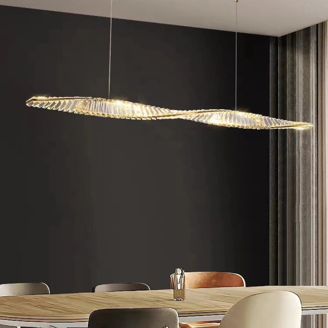 Linear Luxury Spiral Crystal Chandelier