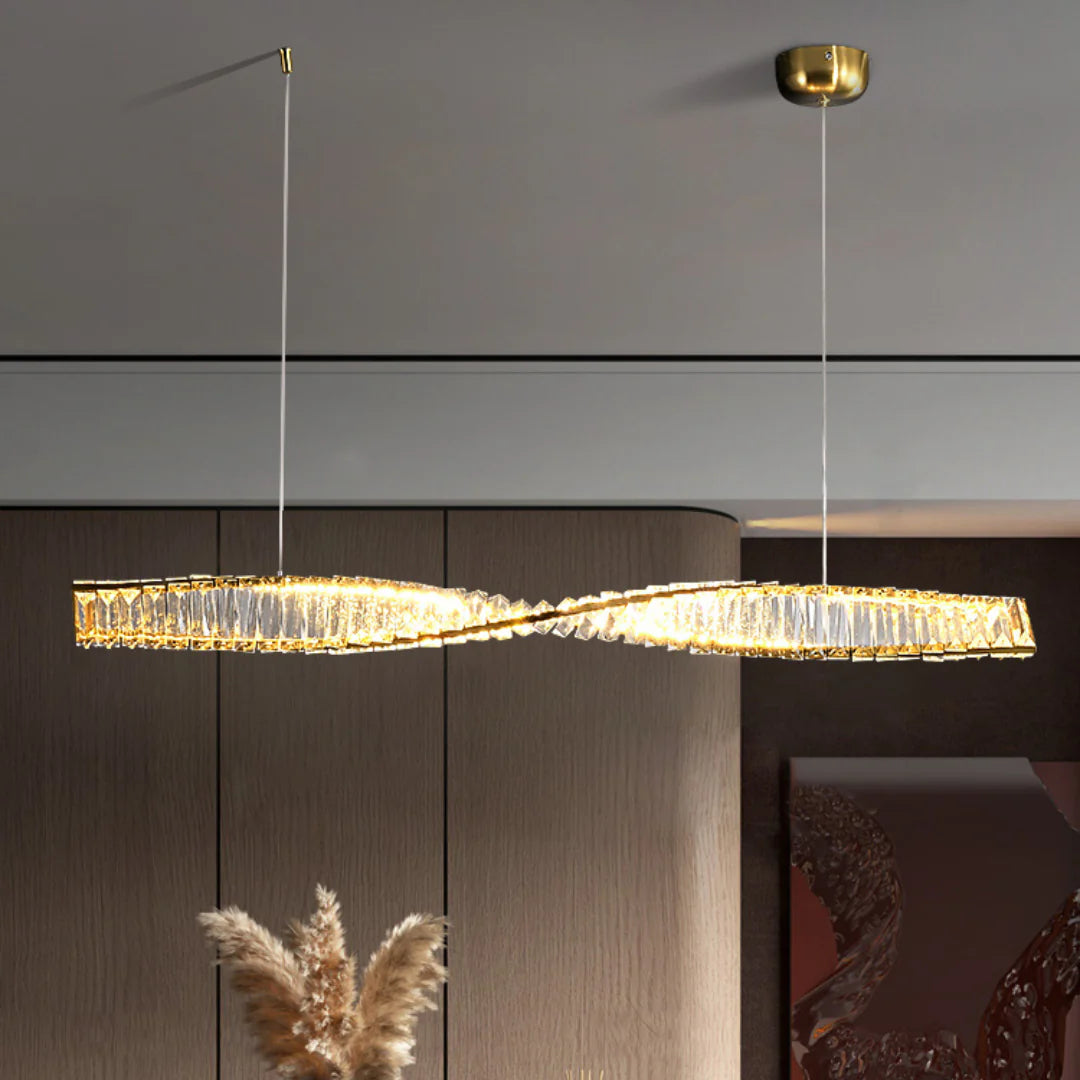 Linear Luxury Spiral Crystal Chandelier