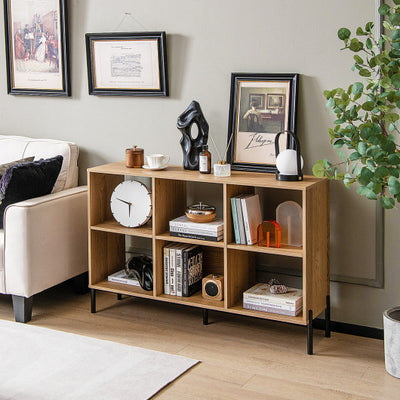 Open-Back Bookshelf with Drawer for Study-Natural