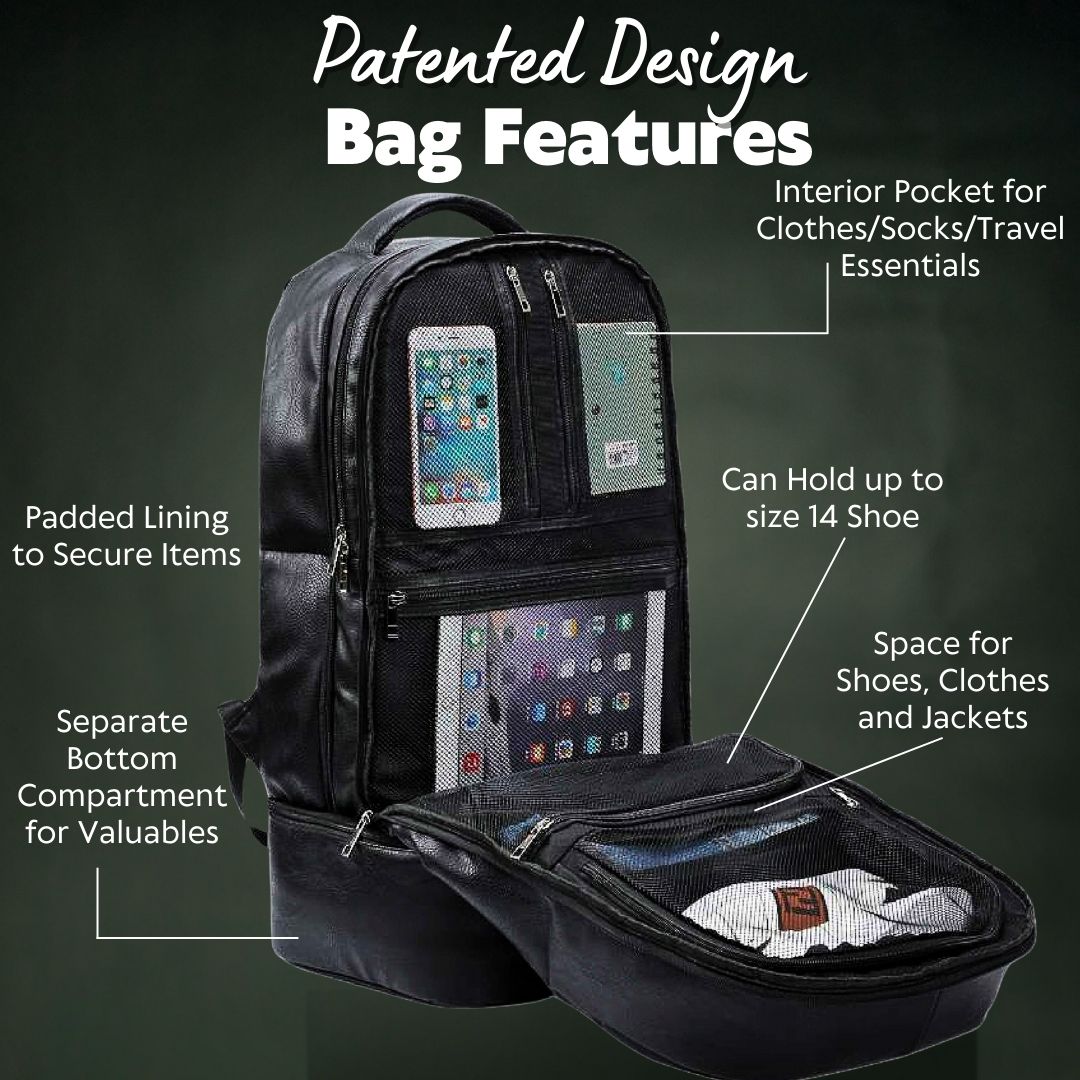 Grey Leather Carry-On Patented Backpack (Only 300 Made) Sole Premise