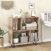 Open Shelf Bookcase with 4 Compartments-Natural