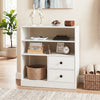 Open Storage Cabinet with 3 Open Compartments and 2 Drawer-White