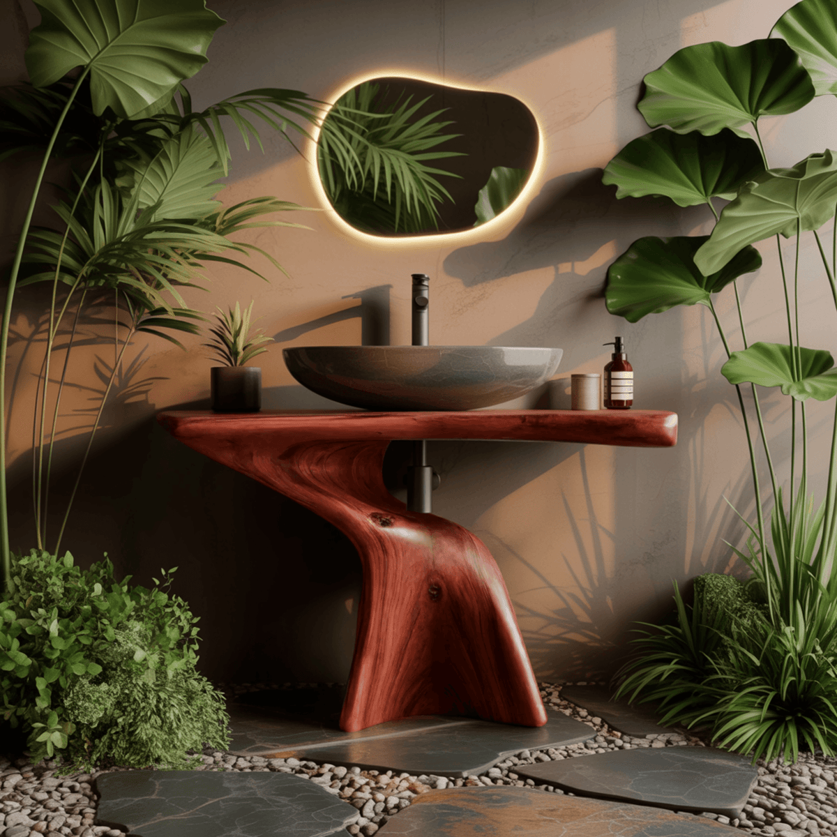 Araya Organic Modern Solid Wood Freestanding Bathroom Vanity