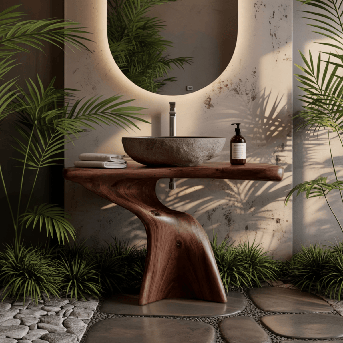 Araya Organic Modern Solid Wood Freestanding Bathroom Vanity