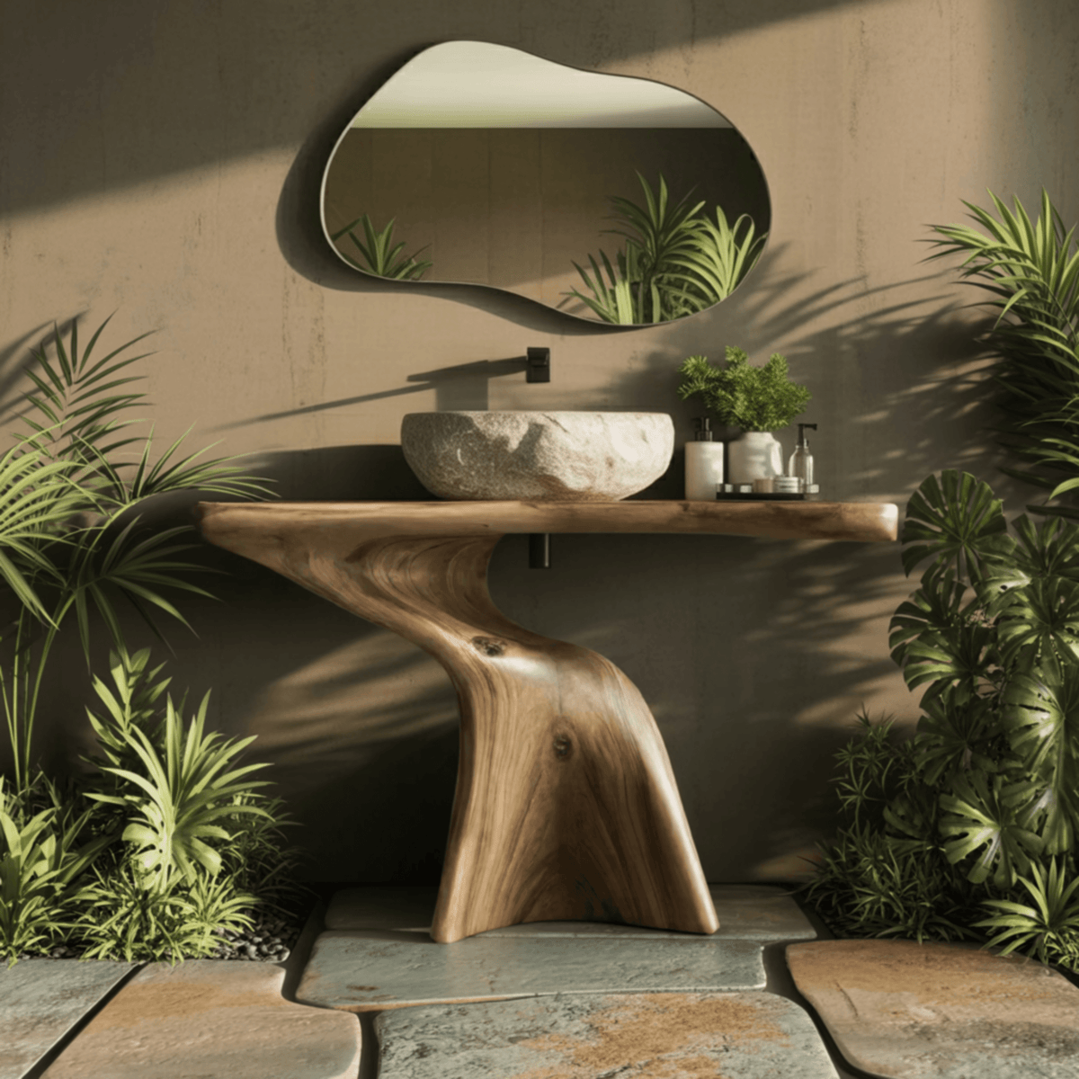 Araya Organic Modern Solid Wood Freestanding Bathroom Vanity