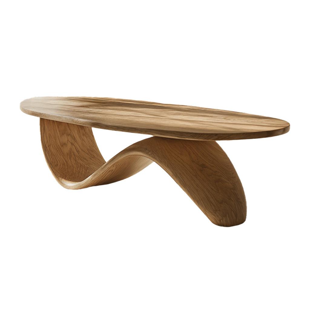 Organic Wave Solid Wood Coffee Table – Scandinavian Japandi Style