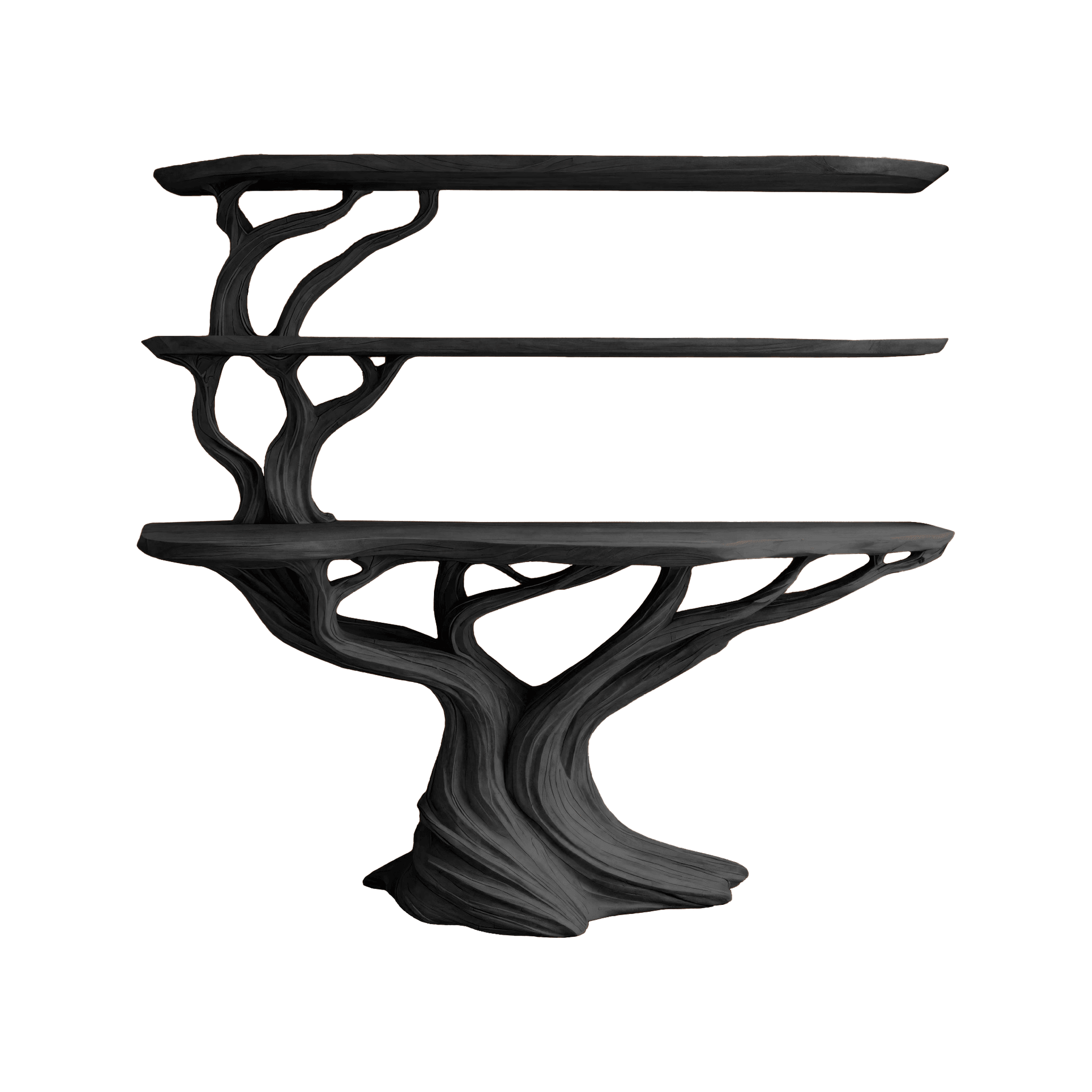 Orinthal Sculpted Solid Wood Console Table with Shelves