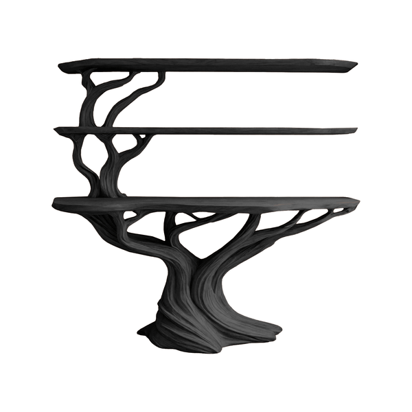 Orinthal Sculpted Solid Wood Console Table with Shelves