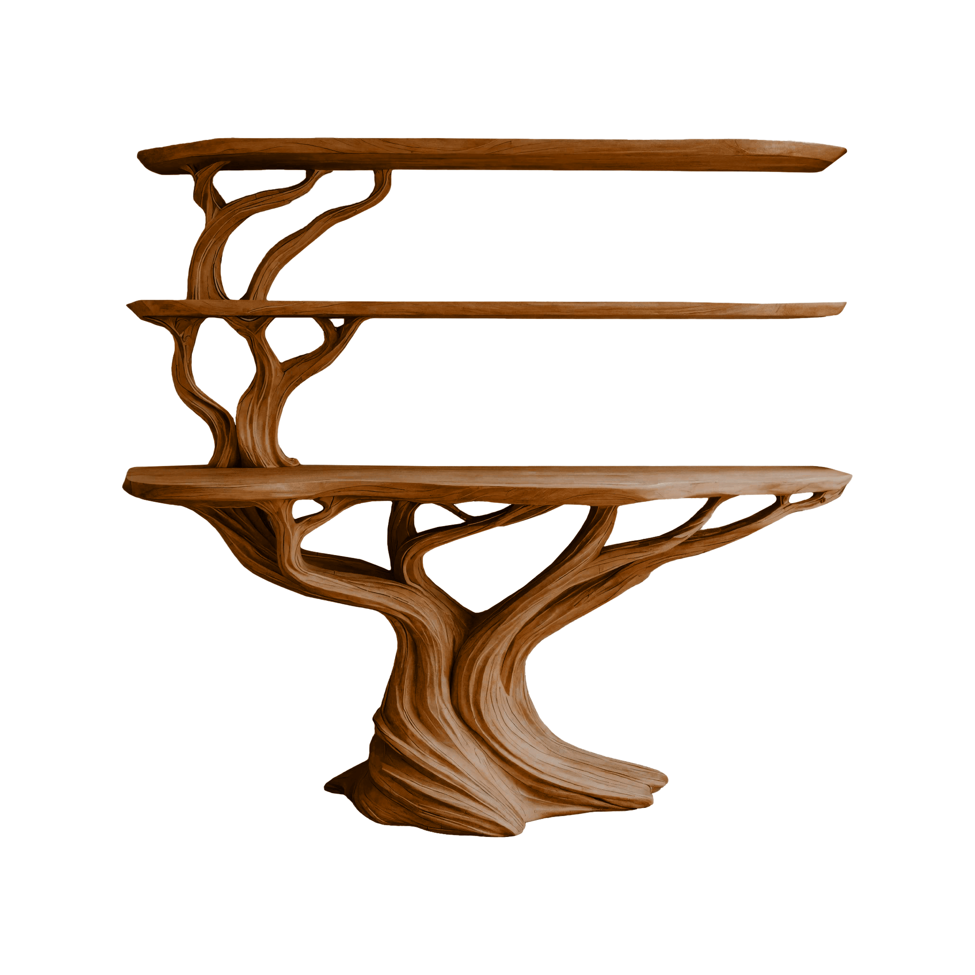 Orinthal Sculpted Solid Wood Console Table with Shelves