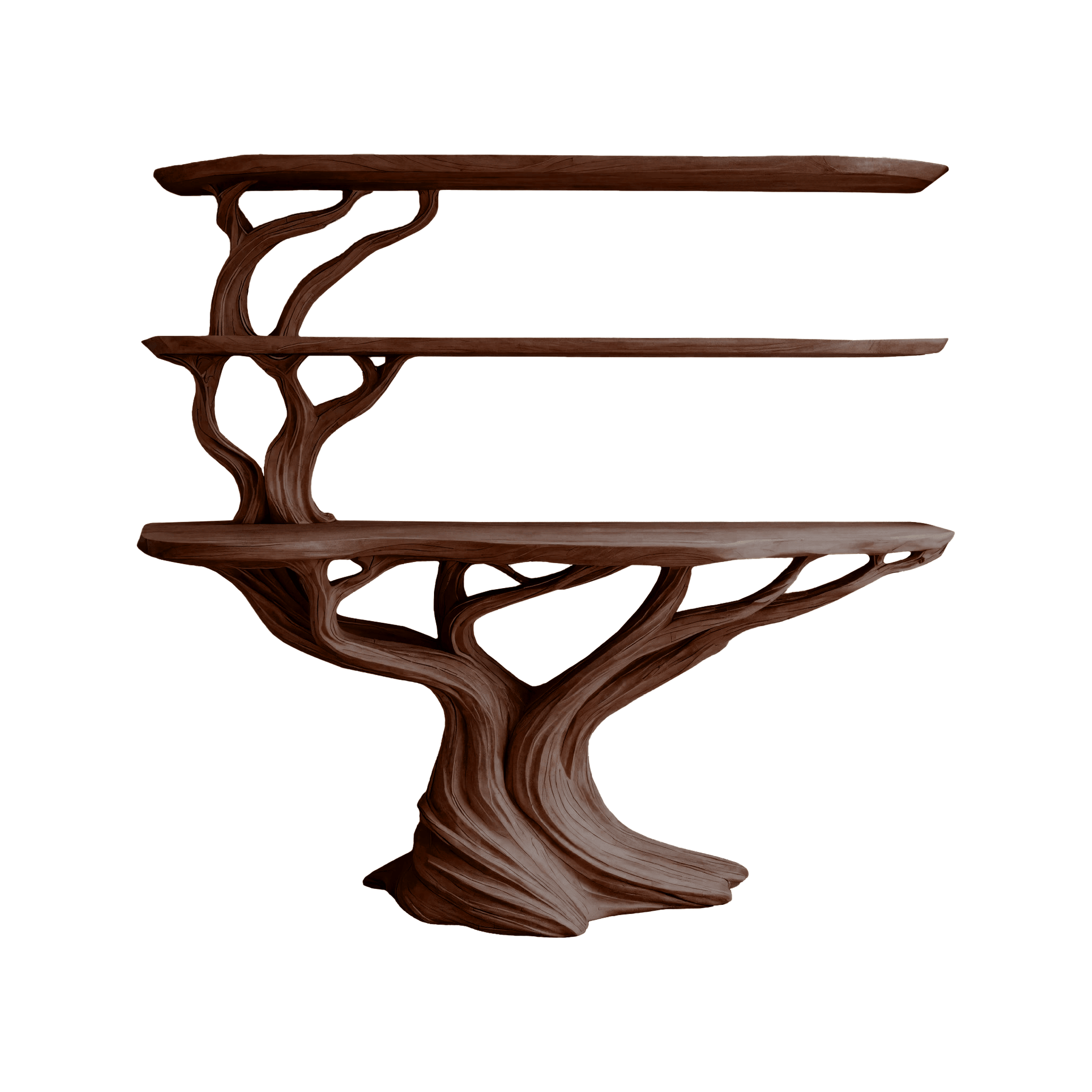 Orinthal Sculpted Solid Wood Console Table with Shelves