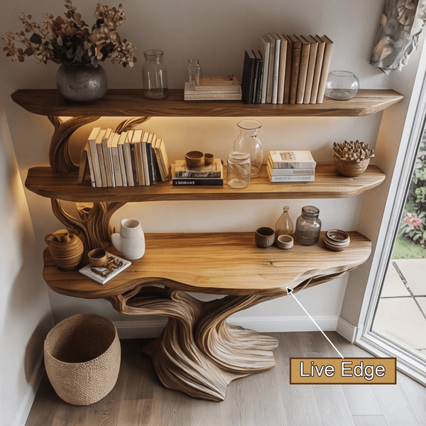 Orinthal Sculpted Solid Wood Console Table with Shelves